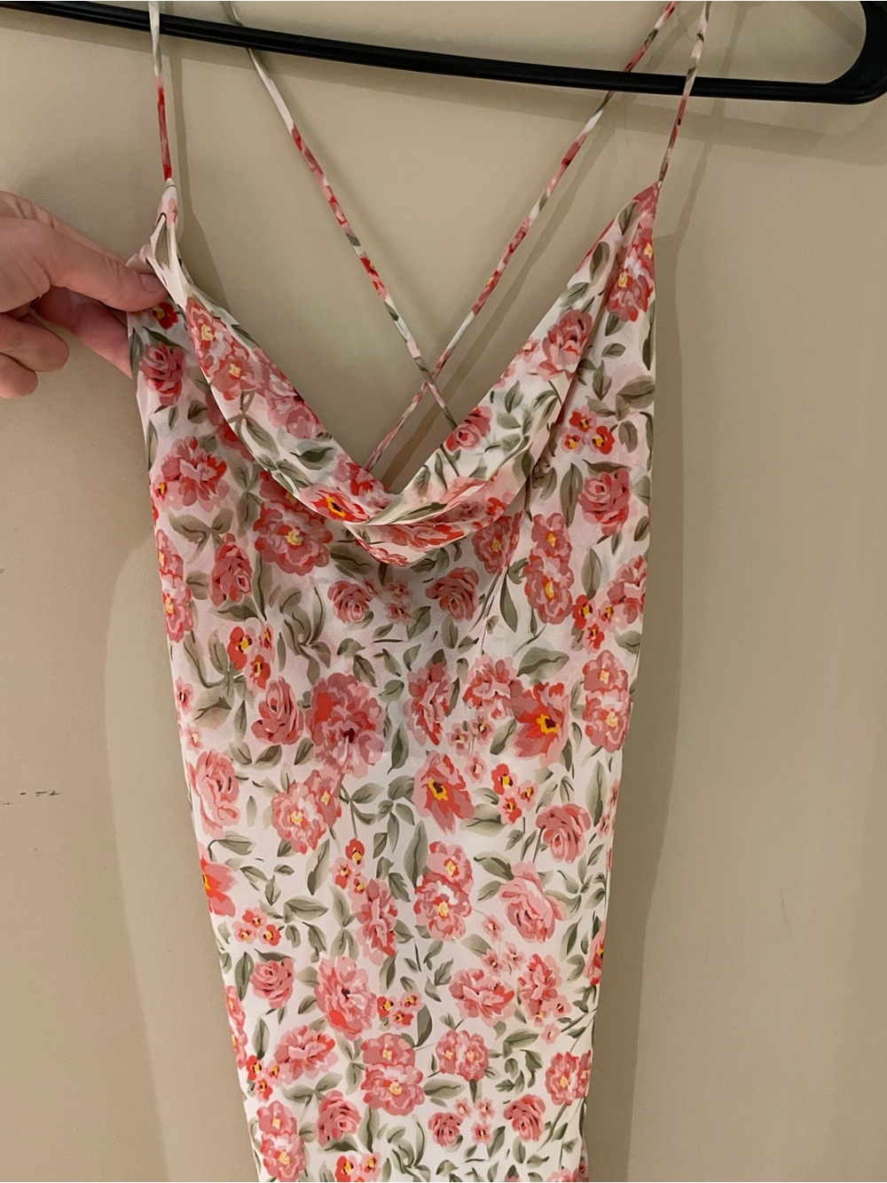 Bardot Pink Floral Strapless Cowl Slip Dress